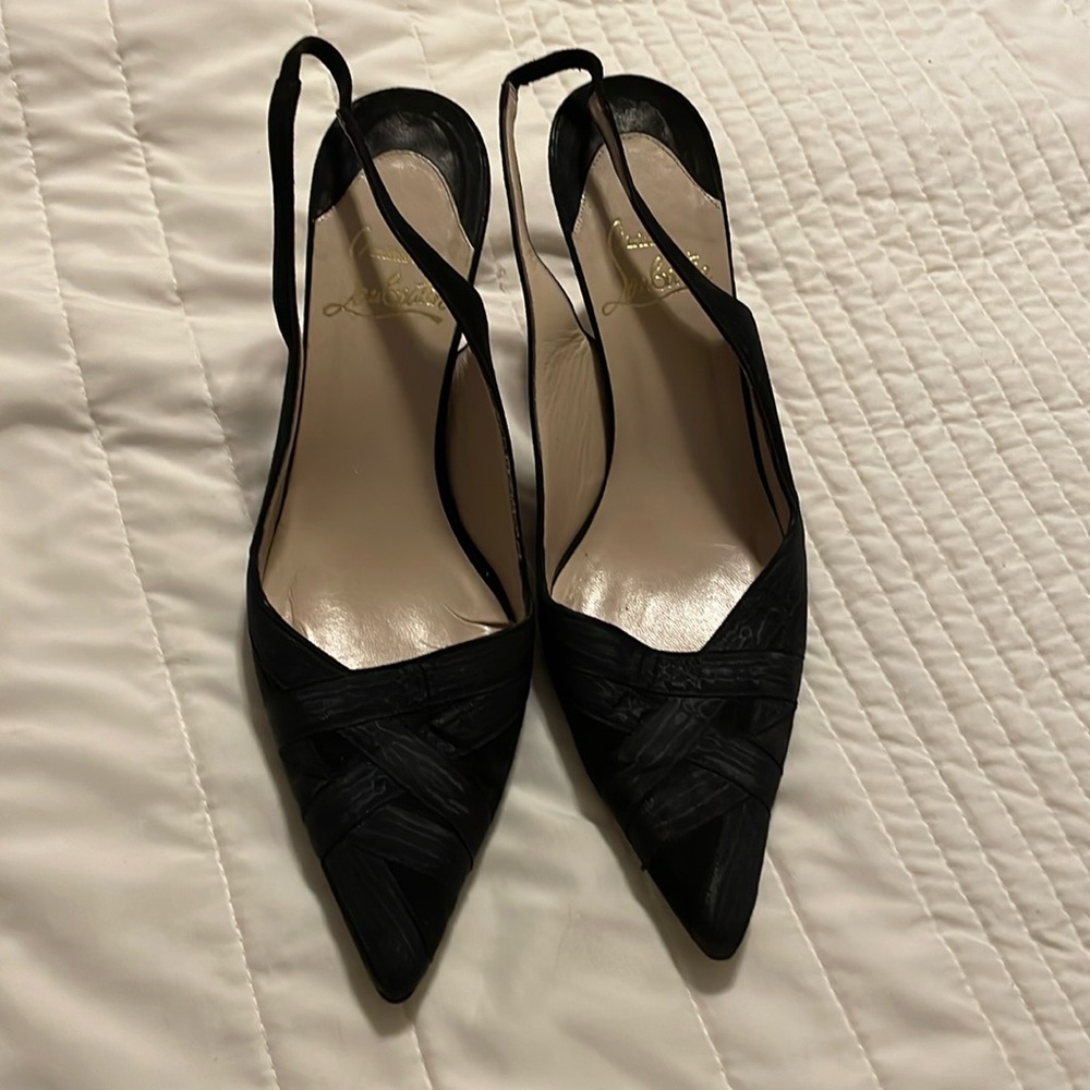 AUTH Christian Louboutin Black Strappy Heels - Ladies EU 39